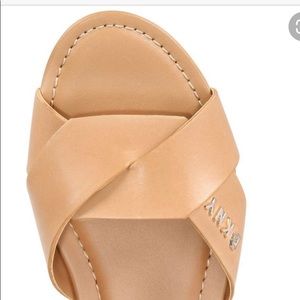 Dkny tan slip in sandals, brand new